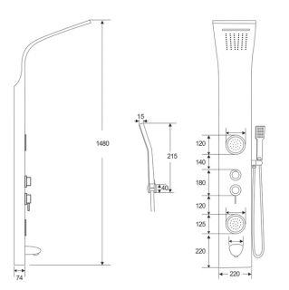 Панель душевая Cerutti SPA Twin BK CT9984 с форсунками чёрный
